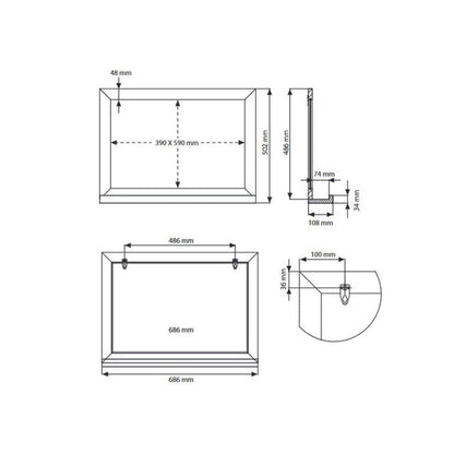 Magnetische Kreidetafel 70x50 cm mit Holzrahmen & Ablage – Braun Mahagoni