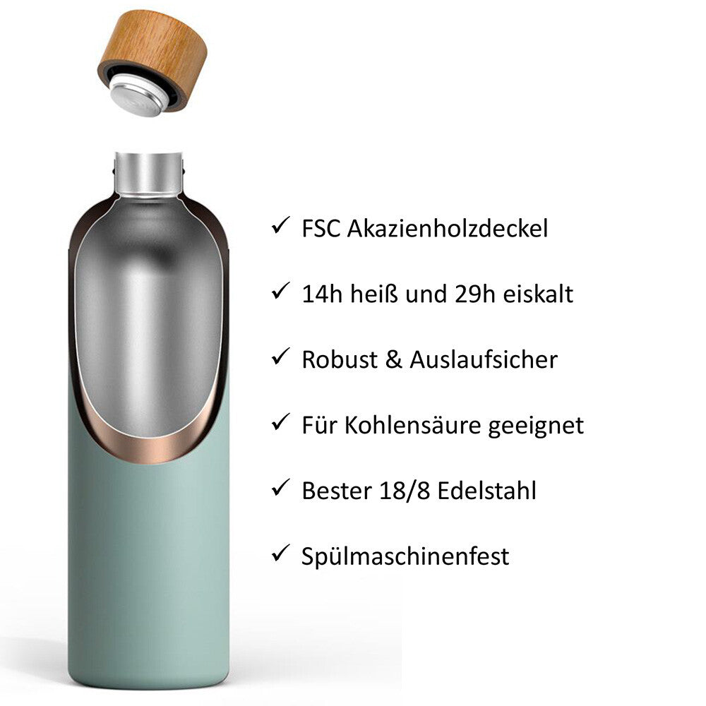 Trinkflasche Edelstahl Wood Edition