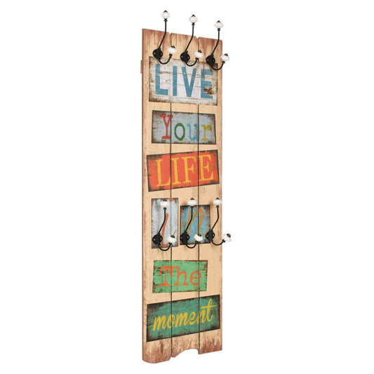 Wandgarderobe mit 6 Haken 120 x 40 cm "LIVE LIFE" - Kleiderhaken & Garderobenständer - Speedjust Schweiz