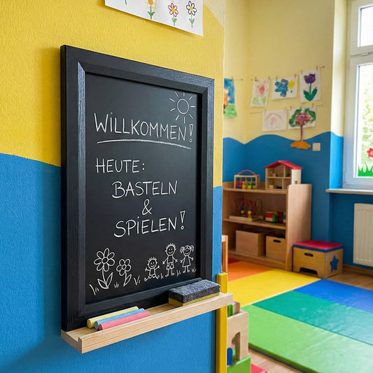 Wandkreidetafel 26 × 35 cm, magnetisch, Holzrahmen Schwarz – B - Ware / Abverkauf - Wandtafel - Speedjust Schweiz