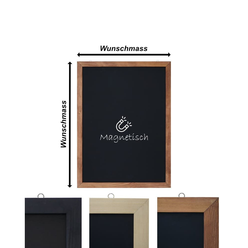 Wandkreidetafel mit Holzrahmen, magnetisch, individuell nach Mass
