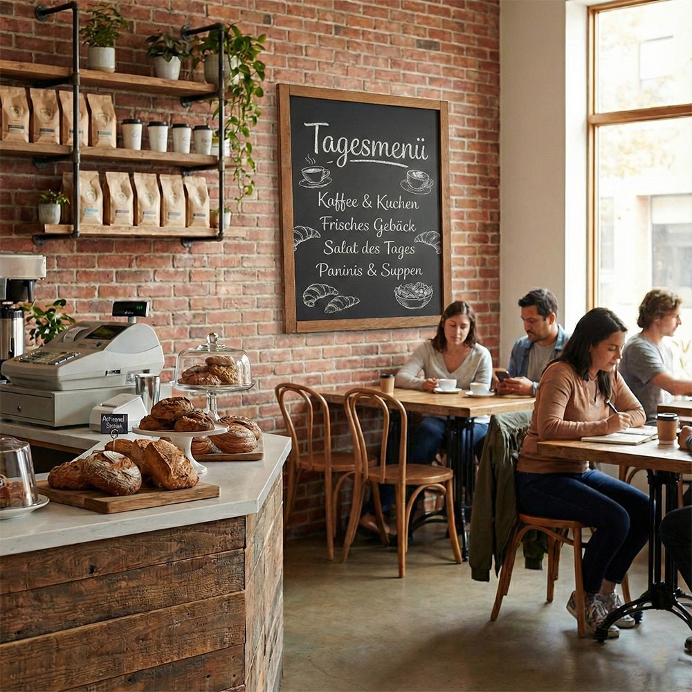 Wandkreidetafel mit Holzrahmen, Dunkelbraun, Indoor - Wandtafel - Speedjust Schweiz