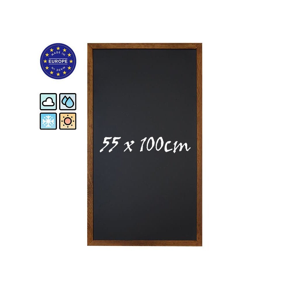 Wandkreidetafel mit Kiefer - Holzrahmen, 55x100cm, Dunkelbraun - Wandtafel - Speedjust Schweiz