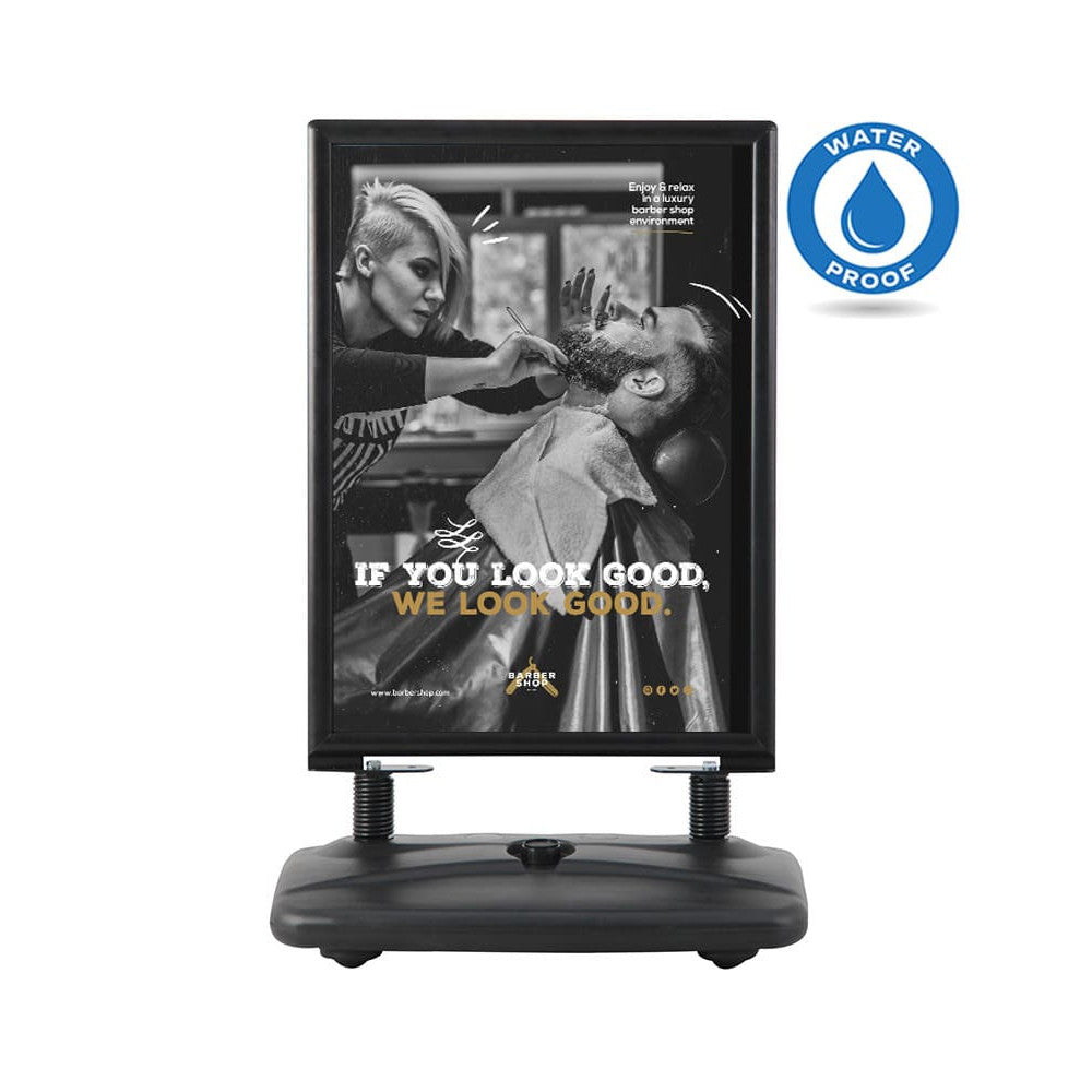 Kundenstopper Alu "Poster Swing" mit Wassertank, DIN A1, Silber, Outdoor