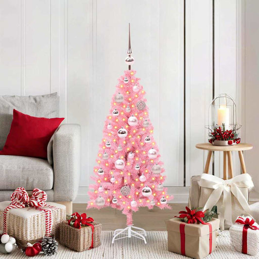 Weihnachtsbaum mit 150 LEDs mit Ständer Rosa 120 cm PVC - Speedjust Schweiz