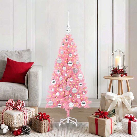 Weihnachtsbaum mit 150 LEDs mit Ständer Rosa 120 cm PVC - Speedjust Schweiz