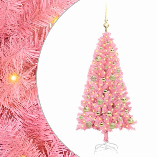 Weihnachtsbaum mit 150 LEDs mit Ständer Rosa 120 cm PVC - Speedjust Schweiz