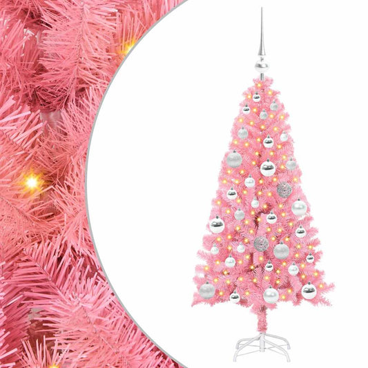 Weihnachtsbaum mit 150 LEDs mit Ständer Rosa 120 cm PVC - Speedjust Schweiz