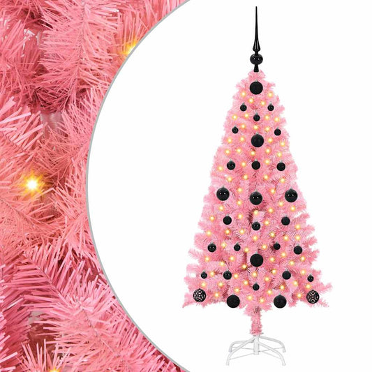 Weihnachtsbaum mit 150 LEDs mit Ständer Rosa 120 cm PVC - Speedjust Schweiz