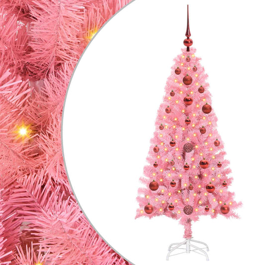 Weihnachtsbaum mit 150 LEDs mit Ständer Rosa 120 cm PVC - Speedjust Schweiz