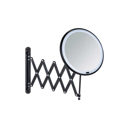 LED Telesk.-Wandspiegel Barona, schwarz matt