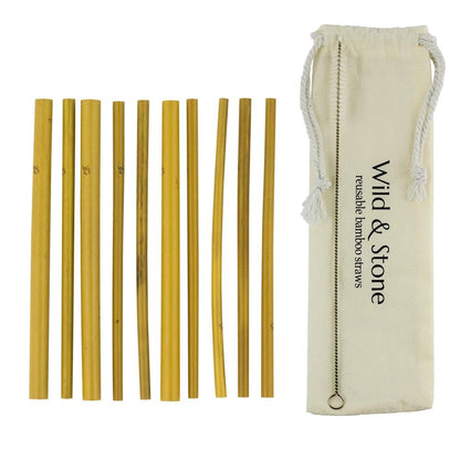 Bambus Trinkhalme, wiederverwendbar, 10er Pack