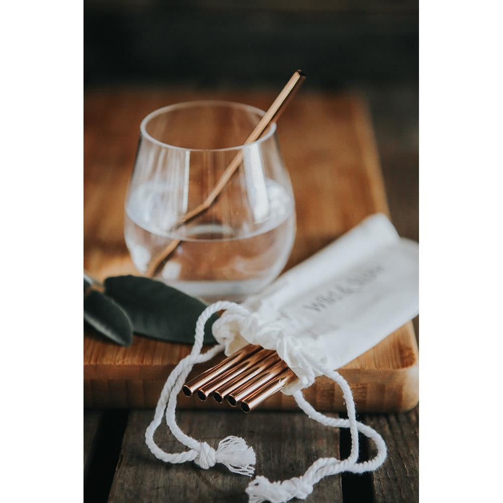 Cannucce da cocktail in acciaio inossidabile, riutilizzabili, oro rosa, confezione da 6