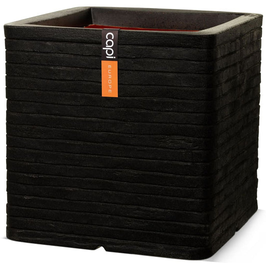 Capi Blumentopf Nature Row Quadratisch 40x40 cm Schwarz KBLRO903