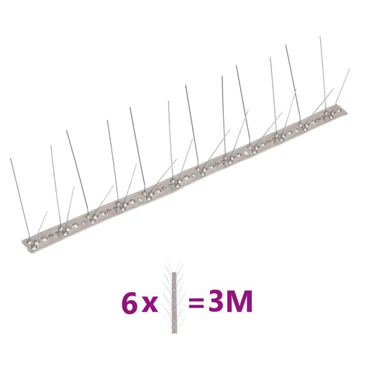 6-tlg. Taubenabwehr Spikes-Set Edelstahl 3 m 4-reihig