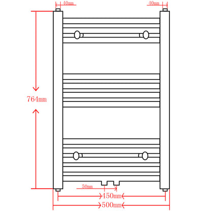 Handtuchheizkörper Warmwasser Gebogen Schwarz 500x764 mm