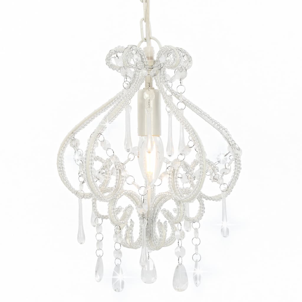 Deckenleuchte mit Perlen Weiß Rund E14