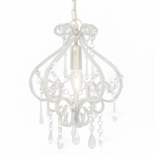 Deckenleuchte mit Perlen Weiß Rund E14