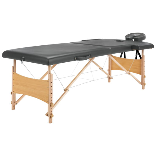 Massagetisch mit 2 Zonen Holzrahmen Anthrazit 186×68 cm