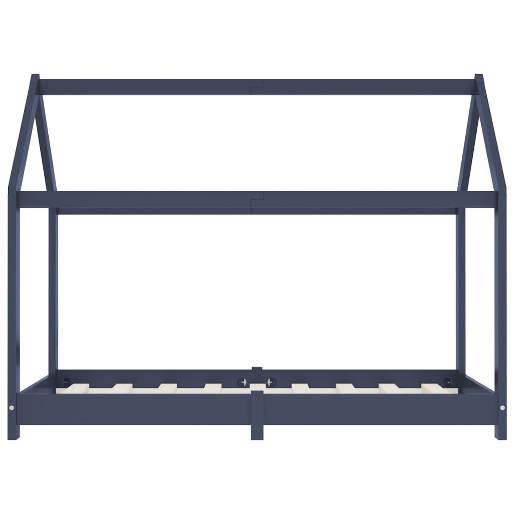 Kinder-Bettgestell Grau Massivholz Kiefer 80 x 160 cm