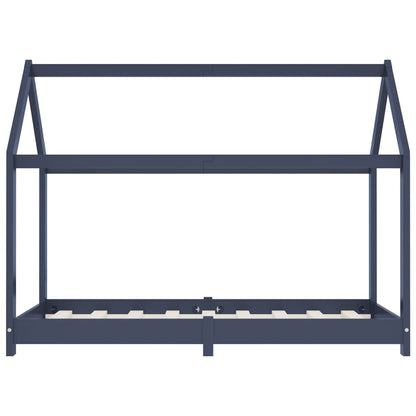 Kinder-Bettgestell Grau Massivholz Kiefer 80 x 160 cm