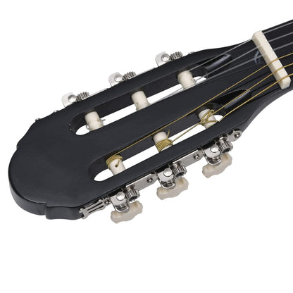 12-tlg. Klassikgitarren-Set für Anfänger Schwarz 4/4 39"