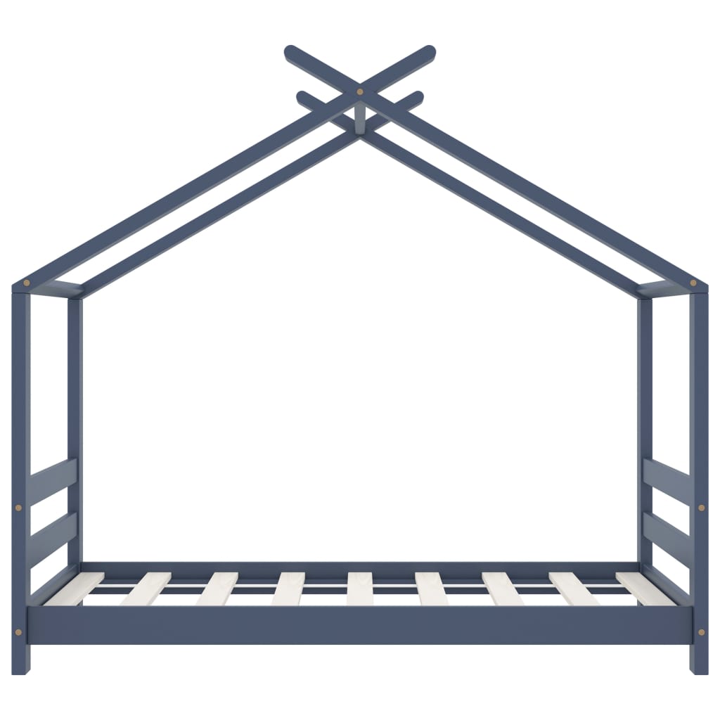 Kinder-Bettgestell Grau Massivholz Kiefer 70x140 cm