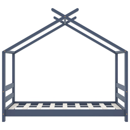 Kinder-Bettgestell Grau Massivholz Kiefer 70x140 cm