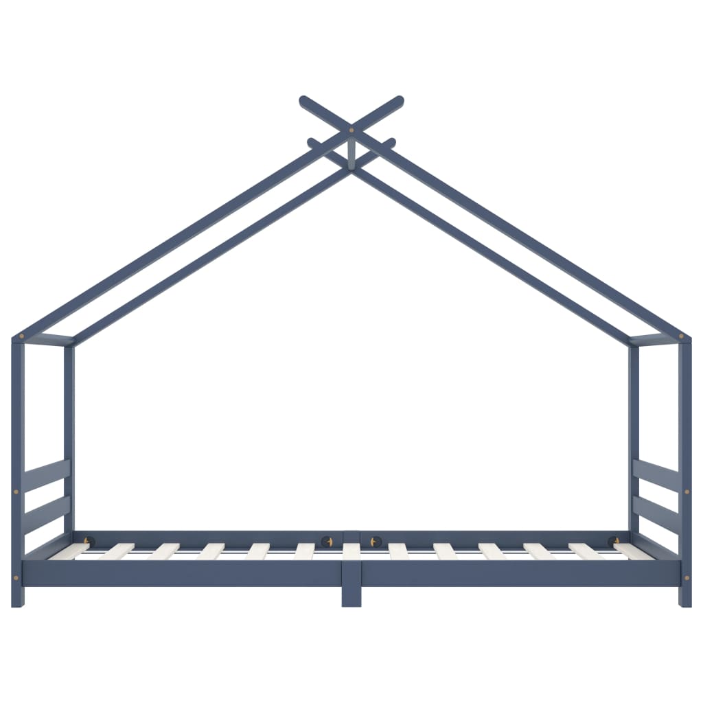 Kinder-Bettgestell Grau Massivholz Kiefer 90x200 cm
