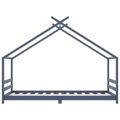 Kinder-Bettgestell Grau Massivholz Kiefer 90x200 cm