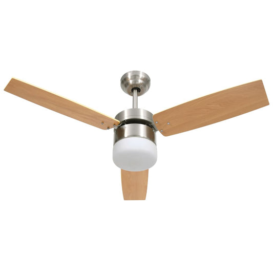 Deckenventilator mit Licht und Fernbedienung 108 cm Hellbraun