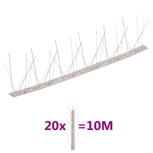 20-tlg. Taubenabwehr Spikes-Set Edelstahl 10 m 5-reihig