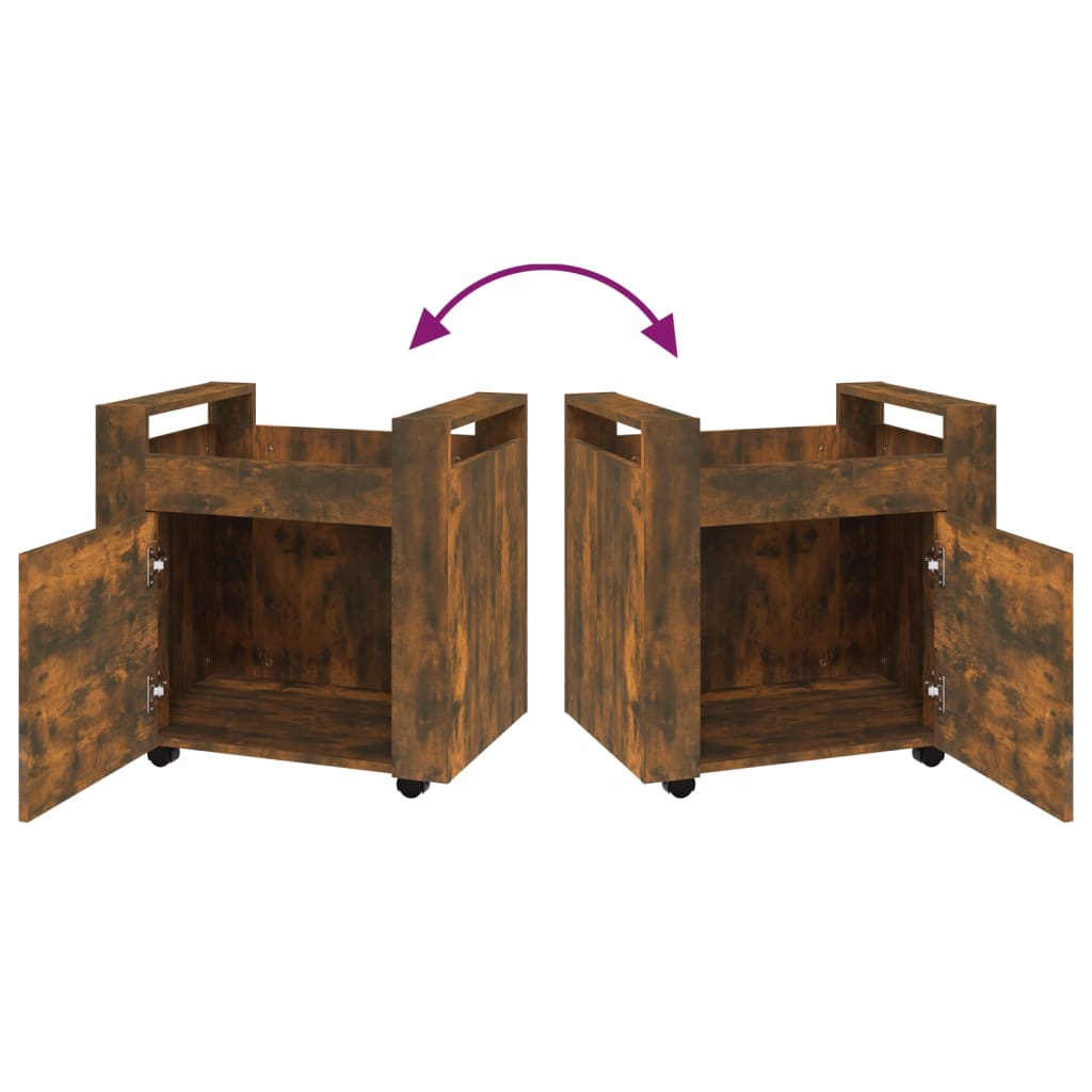 Carrello da ufficio, rovere affumicato, 60x45x60 cm, legno ingegnerizzato