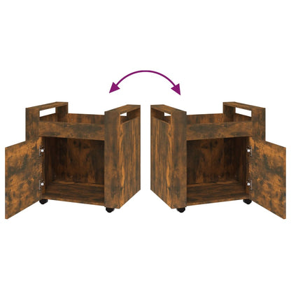Carrello da ufficio, rovere affumicato, 60x45x60 cm, legno ingegnerizzato
