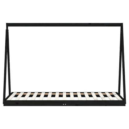 Kinderbett Schwarz 90x190 cm Massivholz Kiefer