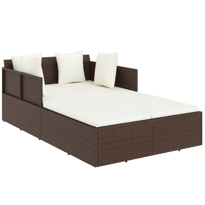 vidaXL Lettino Prendisole con Cuscino Marrone 182x118x63 cm in Polyrattan