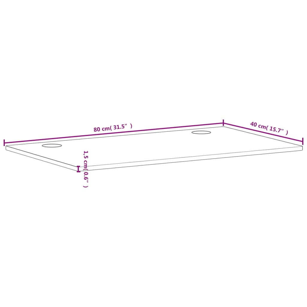 Schreibtischplatte 80x40x1,5 cm Massivholz Buche