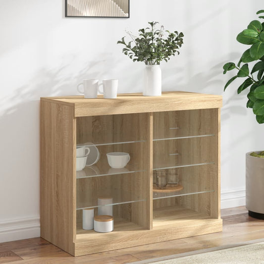 Sideboard mit LED-Leuchten Sonoma-Eiche 81x37x67 cm